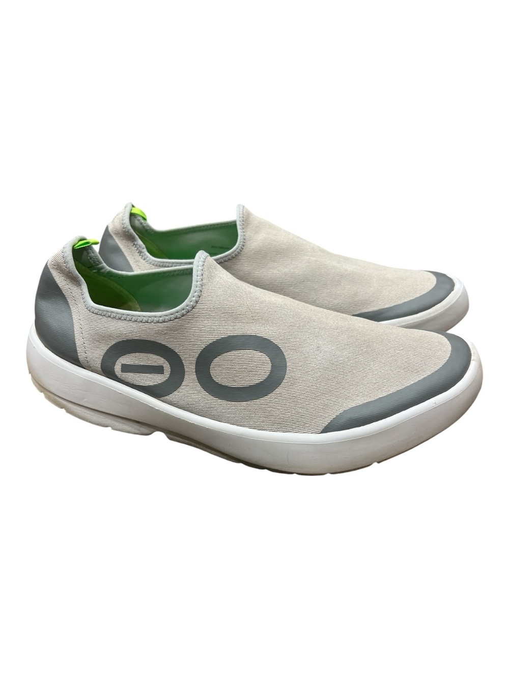 OOFOS OOmg eeZee Low Mens Shoes Tan/Gray Low Top Recovery Comfort Sneakers SZ 12